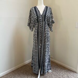 Elan Flutter Sleeve Maxi V-Neck Swimsuit coverup or gown